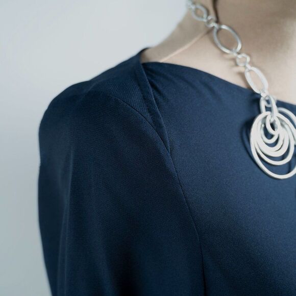 LOFT Forever Navy Black Lace Paneled Blouse - Picture 4 of 11